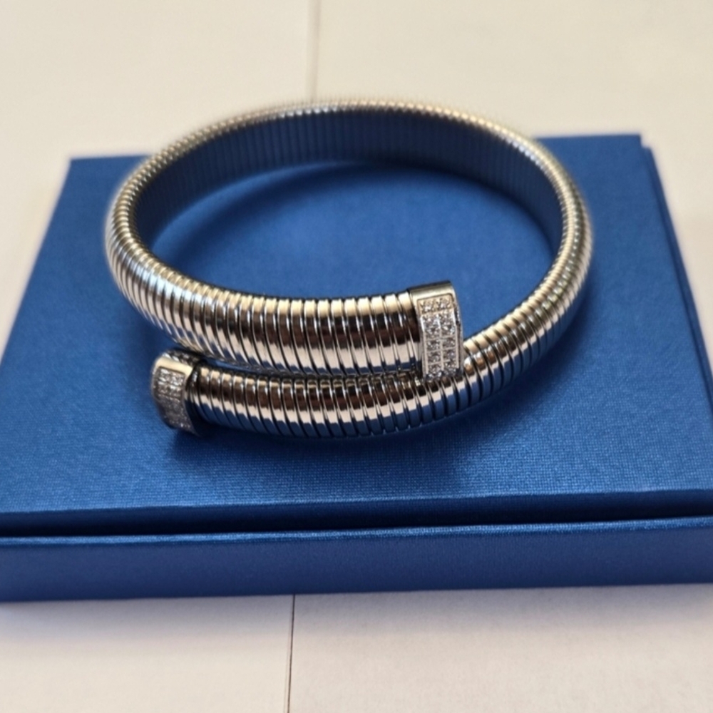 Bangle Open Cuff With Cubic Zirconia